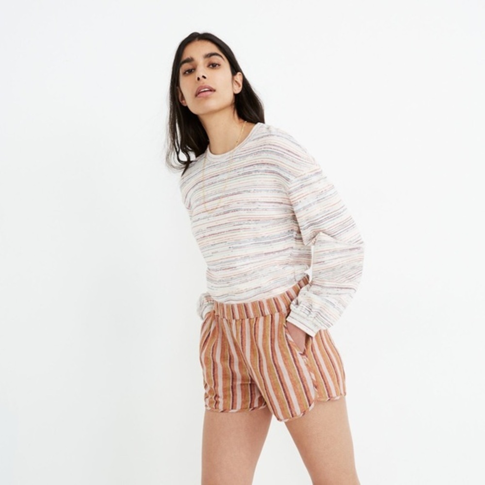 Madewell Linen-Cotton Pull-On Shorts in Rainbow‎ Stripe Size XS